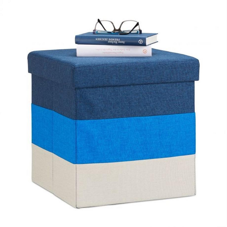 B2X Gepolsterter Hocker mit bunten Streifen  