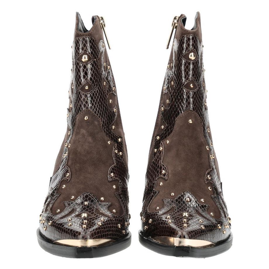 Lazamani Bottines à imprimé serpent et clous  