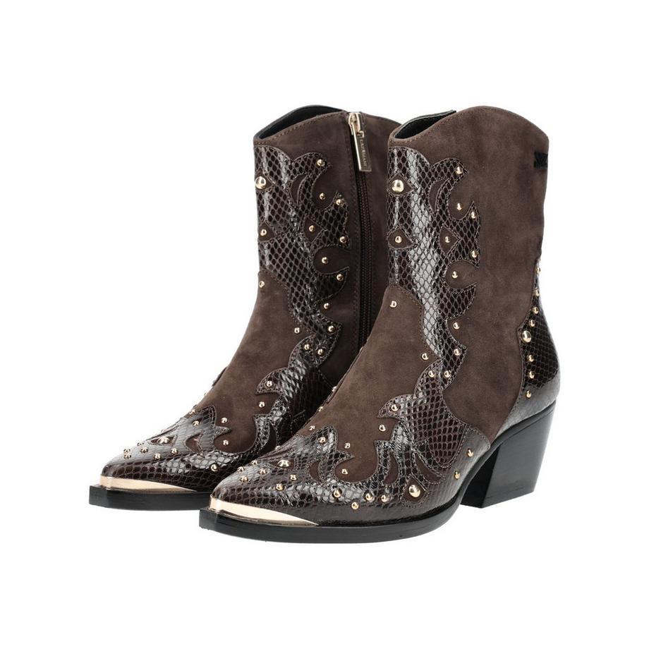 Lazamani Bottines à imprimé serpent et clous  
