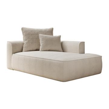 Recamiere - rechts - grob gerippter Cord - Beige - PINETA