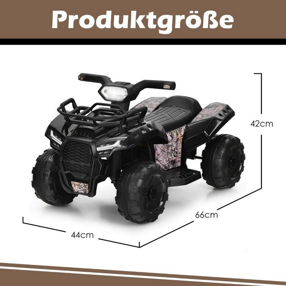Northix  Elektro Kinderquad mit Scheinwerfer Elektroquad Kinderauto mit Musik 44 x 66 x 42 cm Schwarz 