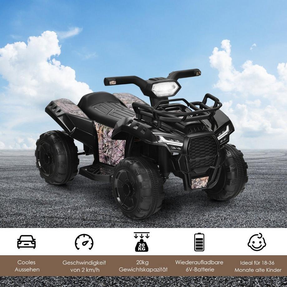 Northix  Elektro Kinderquad mit Scheinwerfer Elektroquad Kinderauto mit Musik 44 x 66 x 42 cm Schwarz 