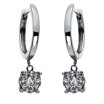 Boucles d'oreilles or blanc 750/18K diamant 0,34ct.