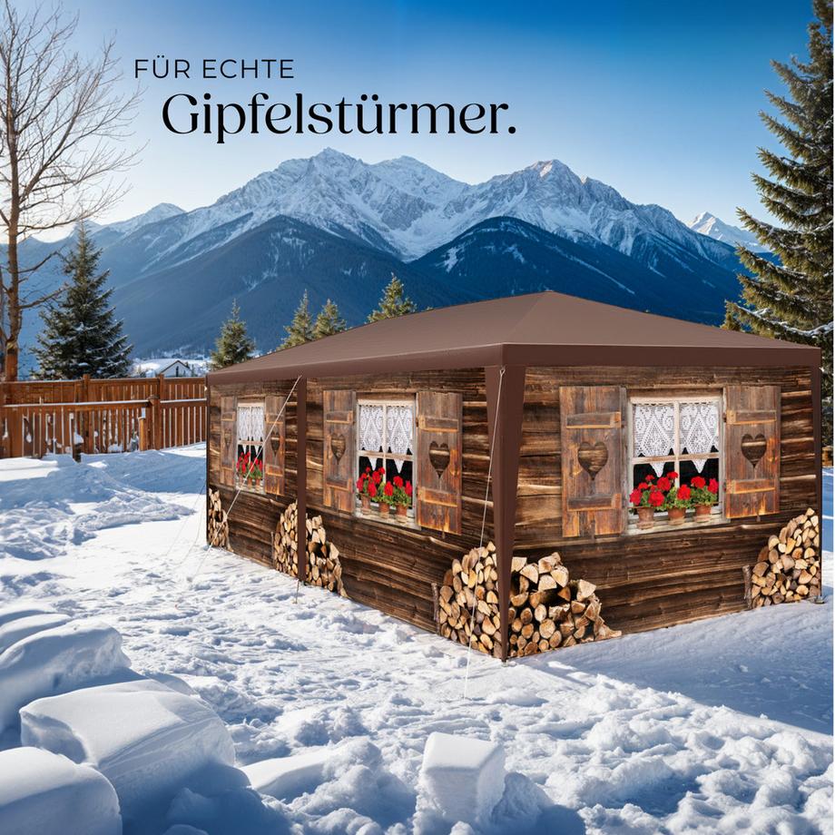 Tectake Pavillon Almchalet in 2 Größen, im Steckystem abnehmbare Seitenteile  