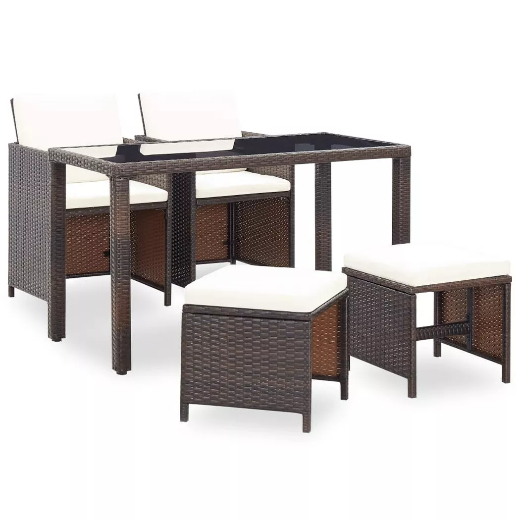 Salon de jardin vidaxl rotin 4 personnes 5 pieces