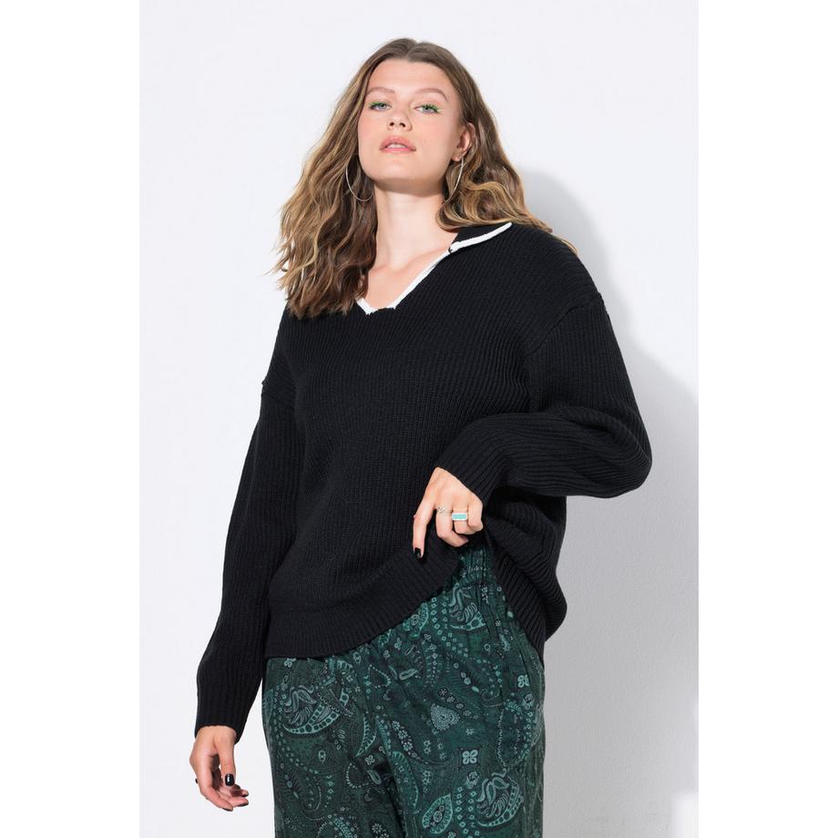 Studio Untold Pull Oversize Maille Texturée Col Polo  