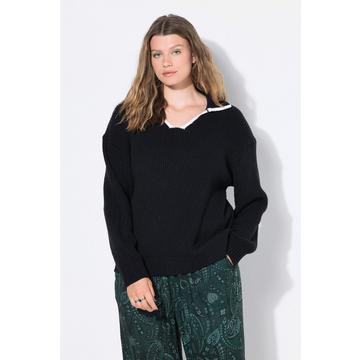 Pull oversize en maille texturée, avec col polo