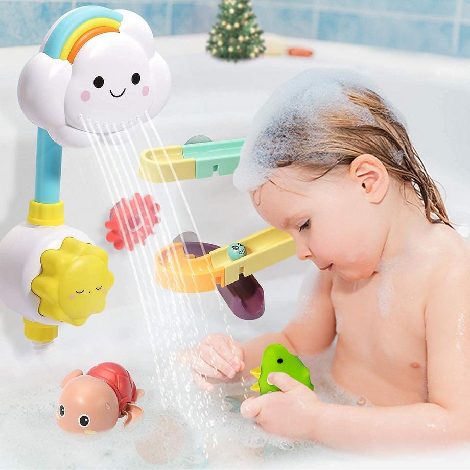 Activity-board  Jouet de bain, ensemble de jouets de baignoire avec douche d'eau, piste de balle, jeu de pêche, jouet flottant de giclage 
