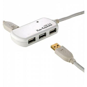 USB 2.0 Hub, 4 Ports, with Repeater 12 m Bianco