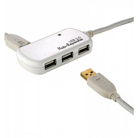 Roline  USB 2.0 Hub, 4 Ports, with Repeater 12 m Bianco 