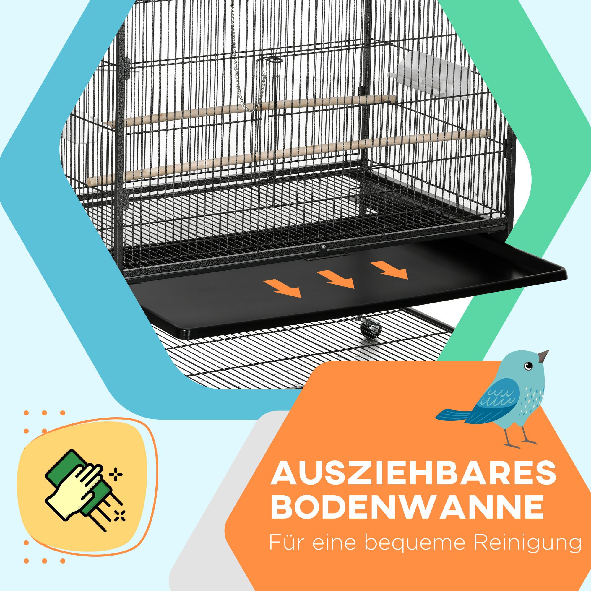 Hommdiy Vogelkäfig Aus Verzinktem Stahl – Anthrazit, Ca. 111 X 107 X 211,5 Cm