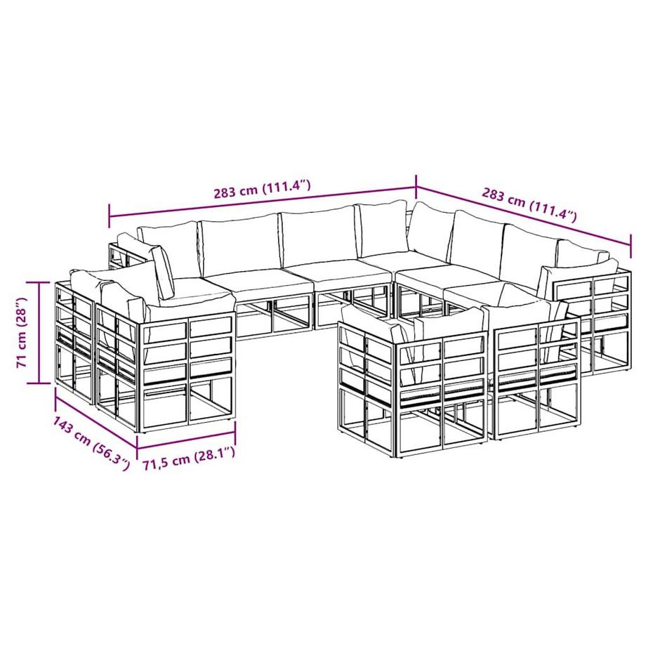 VidaXL Canapé de jardin aluminium  