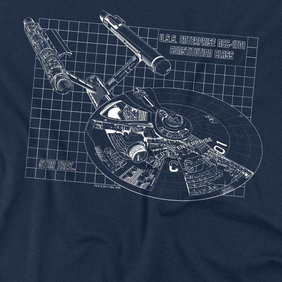 Star Trek Enterprise Blueprint T-Shirt Manches Courtes  