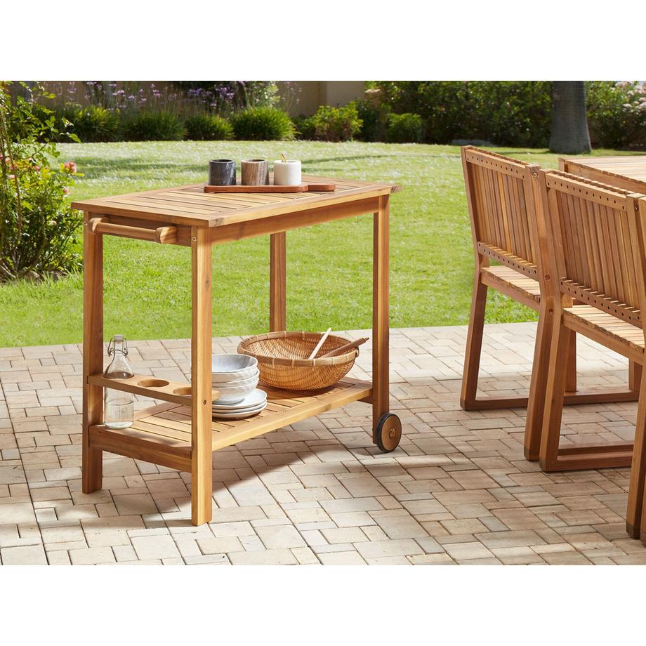 Beliani Carrello per bevande da giardino en Legno d'acacia certificato FSC® Rustico SASSARI II  