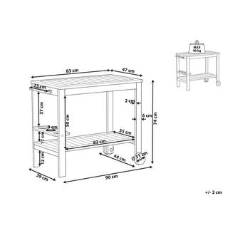 Beliani Servierwagen aus FSC® zertifiziertes Akazienholz Rustikal SASSARI II  