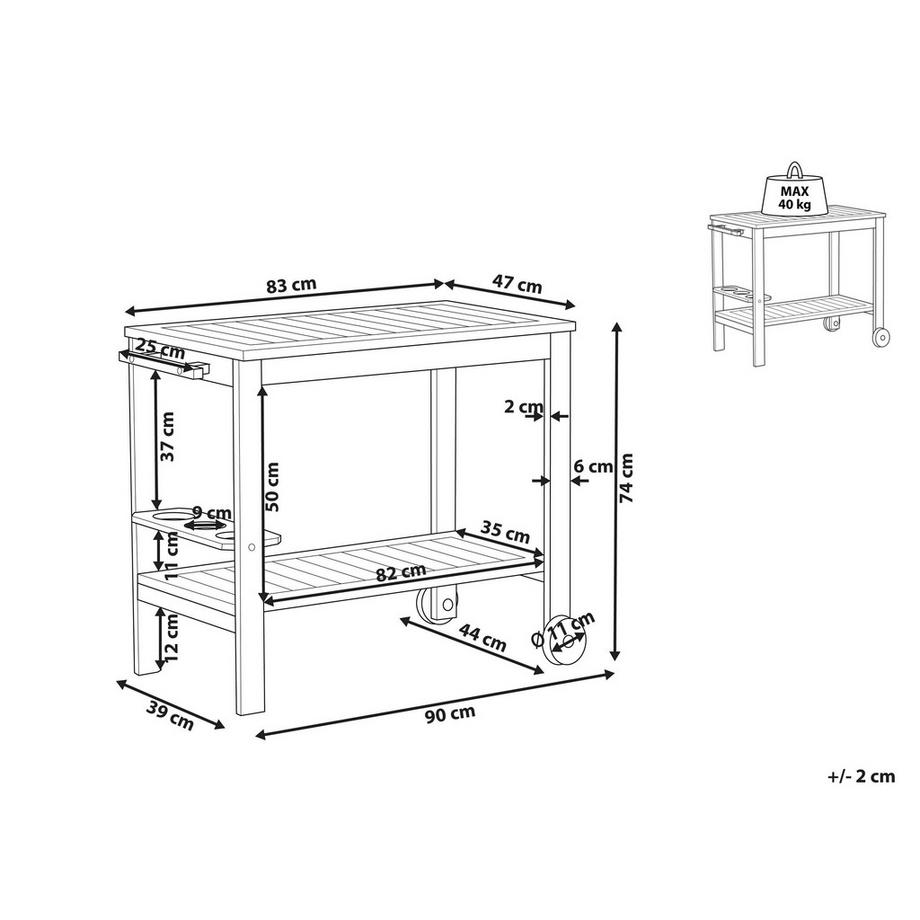 Beliani Carrello per bevande da giardino en Legno d'acacia certificato FSC® Rustico SASSARI II  