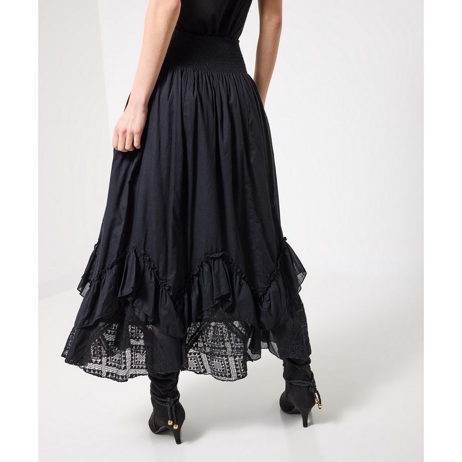 Joe Browns Maxirock Gesmokter Bund Spitzen-Godets Cutabout-Design  