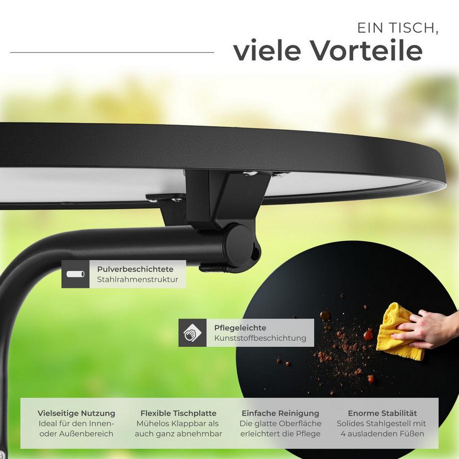 Tectake Stehtisch Eren rund mit Tischhusse klappbar, 90 x 110 cm  