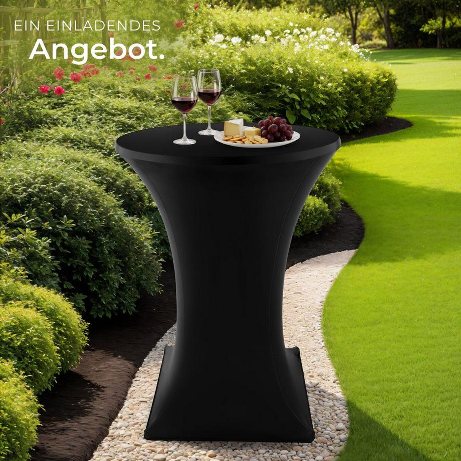 Tectake Stehtisch Eren rund mit Tischhusse klappbar, 90 x 110 cm  