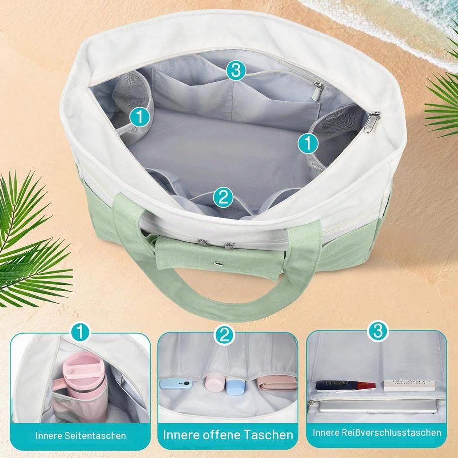 Only-bags.store Borsa Tote XXL con Cerniera e Tasca Interna Impermeabile  