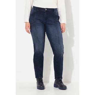 Ulla Popken  Boyfriend jeans con taglio della gamba ampio, cuciture decorative e quattro tasche 