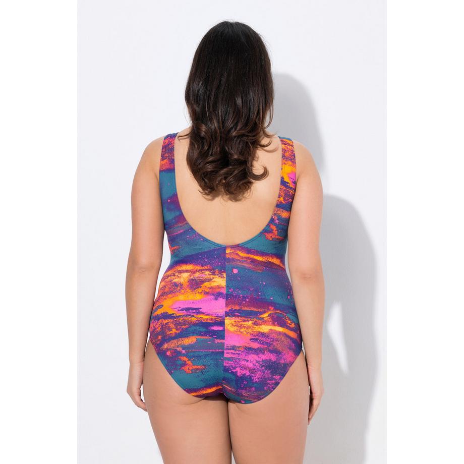 Ulla Popken Maillot de bain sans bonnets souples col V recyclé  