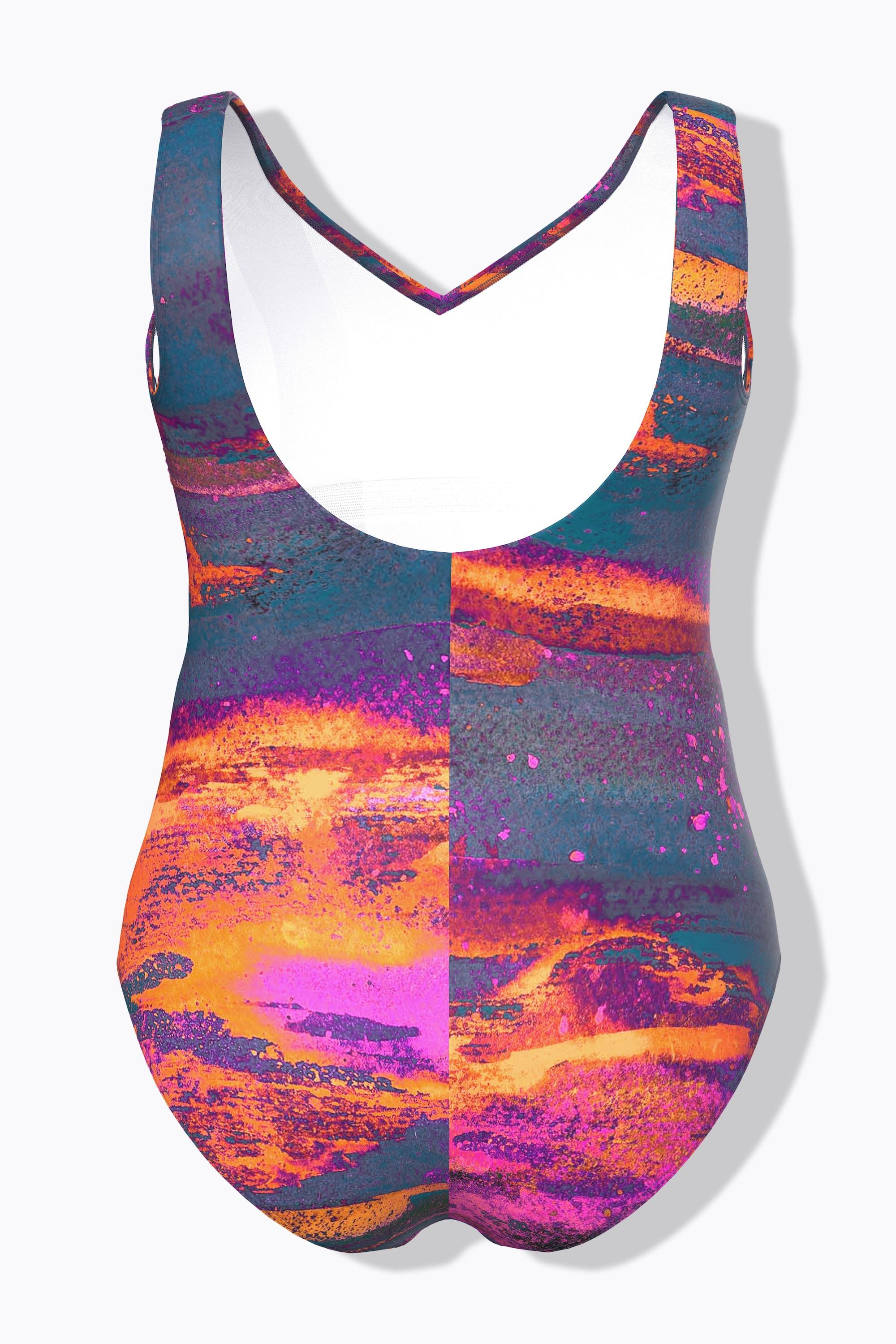 Ulla Popken Badeanzug ohne Softcups V-Ausschnitt Recycelt  