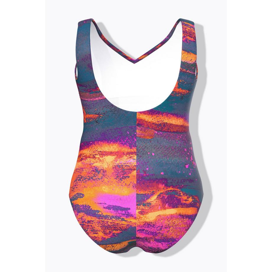 Ulla Popken Maillot de bain sans bonnets souples col V recyclé  