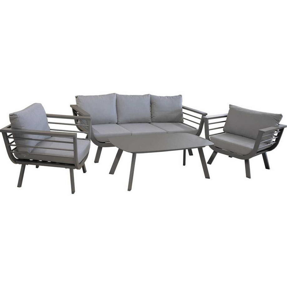 mutoni Salotto da giardino Elia grigio (set di 4)  