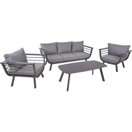 mutoni Salon de jardin Elia gris (lot de 4)  