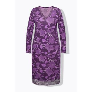 Ulla Popken Camicia da notte floreale Scollo a V Maniche lunghe  