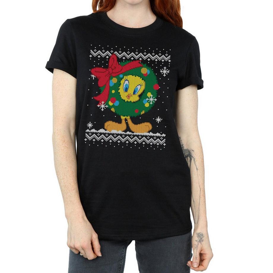 LOONEY TUNES Tweety Pie Christmas Fair Isle T-Shirt  