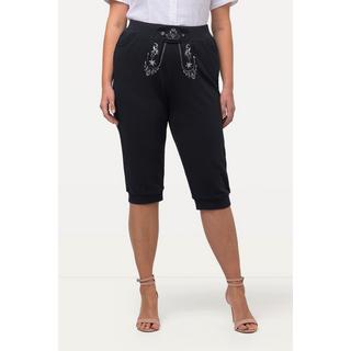 Ulla Popken  Pantalon de jogging, inspiré du costume traditionnel bavarois, broderies, taille élastique, longueur 7/8 