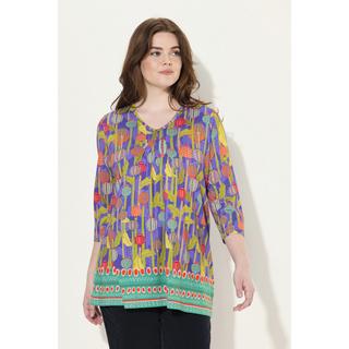 Ulla Popken  Longshirt, A-Linie, Zierfalten, V-Ausschnitt, 3/4-Arm 