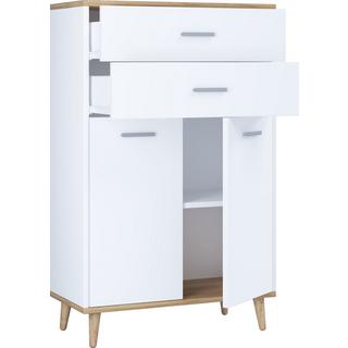 VCM Badmöbel Midischrank | Seitenschrank | Maße: H. 97 x B. 60 x T. 28 cm | 2 Schubladen | 2 Drehtüren | 2 Fächer - Landos  