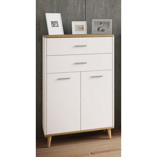 VCM Badmöbel Midischrank | Seitenschrank | Maße: H. 97 x B. 60 x T. 28 cm | 2 Schubladen | 2 Drehtüren | 2 Fächer - Landos  