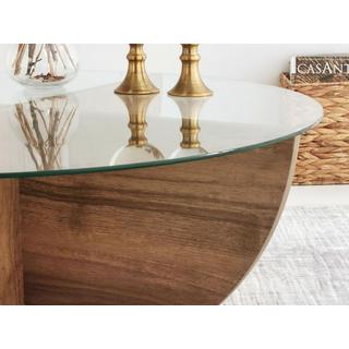 Vente-unique Table basse en verre trempé - Naturel foncé et Transparent - AYSUN  