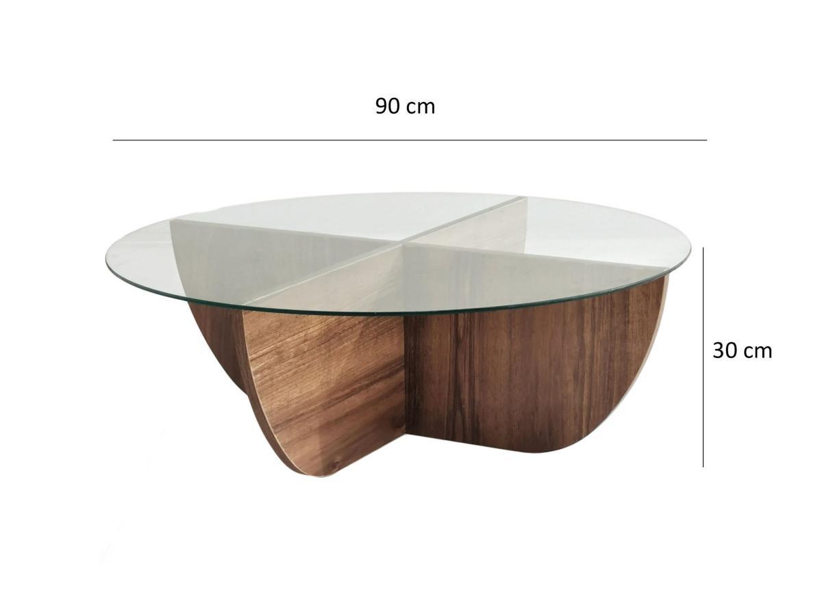 Vente-unique Table basse en verre trempé - Naturel foncé et Transparent - AYSUN  