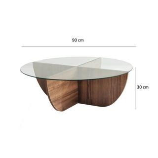 Vente-unique Table basse en verre trempé - Naturel foncé et Transparent - AYSUN  