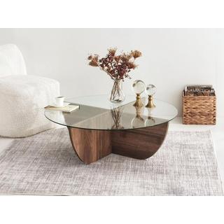 Vente-unique Table basse en verre trempé - Naturel foncé et Transparent - AYSUN  