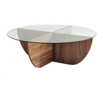 Table basse en verre trempé - Naturel foncé et Transparent - AYSUN