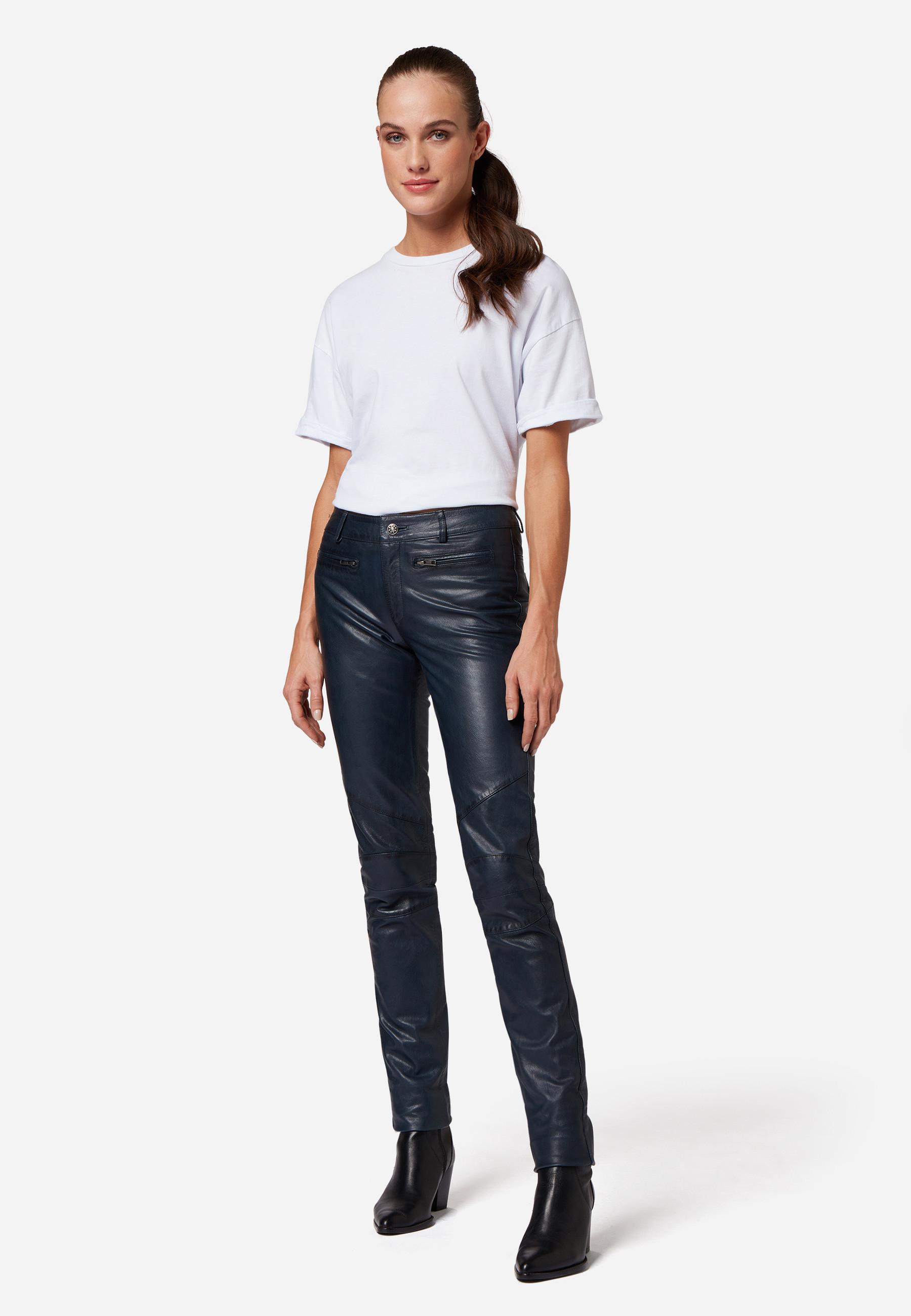 RICANO  Pantalon en cuir  Donna, avec éléments de biker 