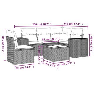 VidaXL Ensemble de canapés de jardin rotin synthétique  