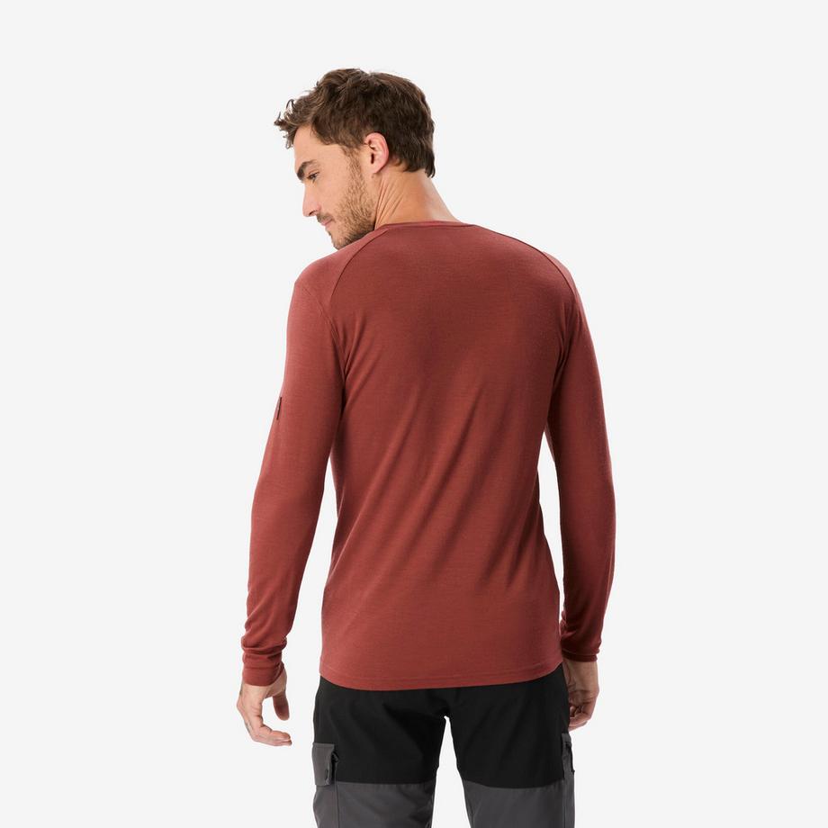 SIMOND  T-shirt marron 100 % laine mérinos manches longues homme, Merino 100 % marron 