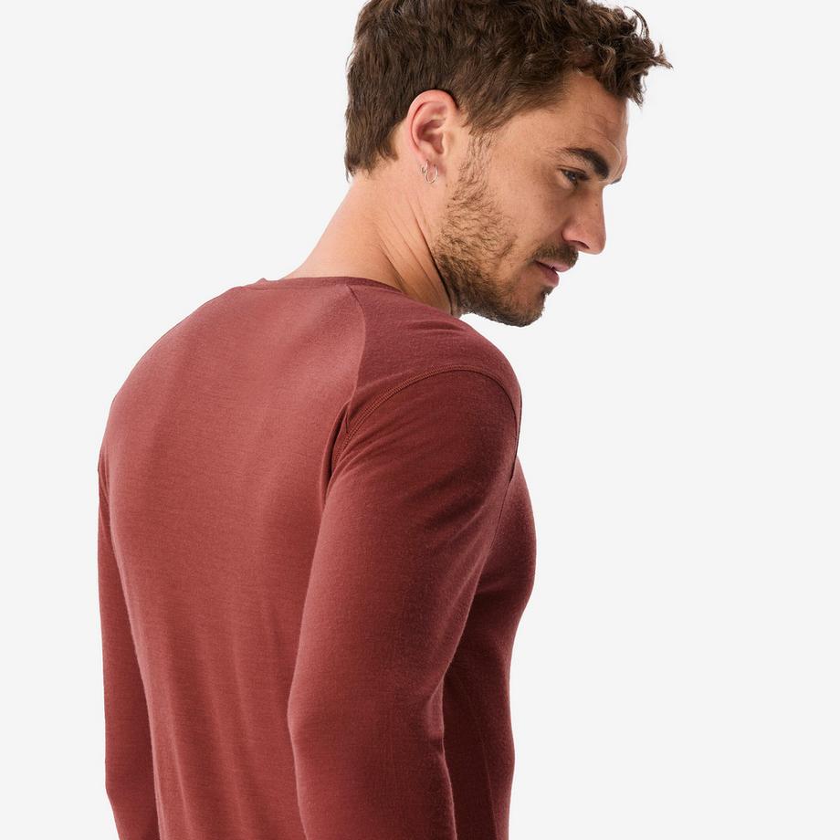 SIMOND  T-shirt marron 100 % laine mérinos manches longues homme, Merino 100 % marron 