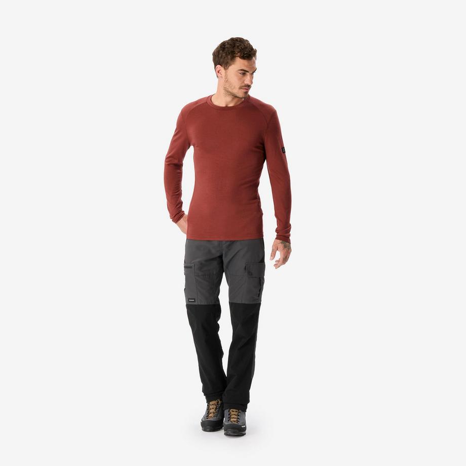 SIMOND  T-shirt marron 100 % laine mérinos manches longues homme, Merino 100 % marron 