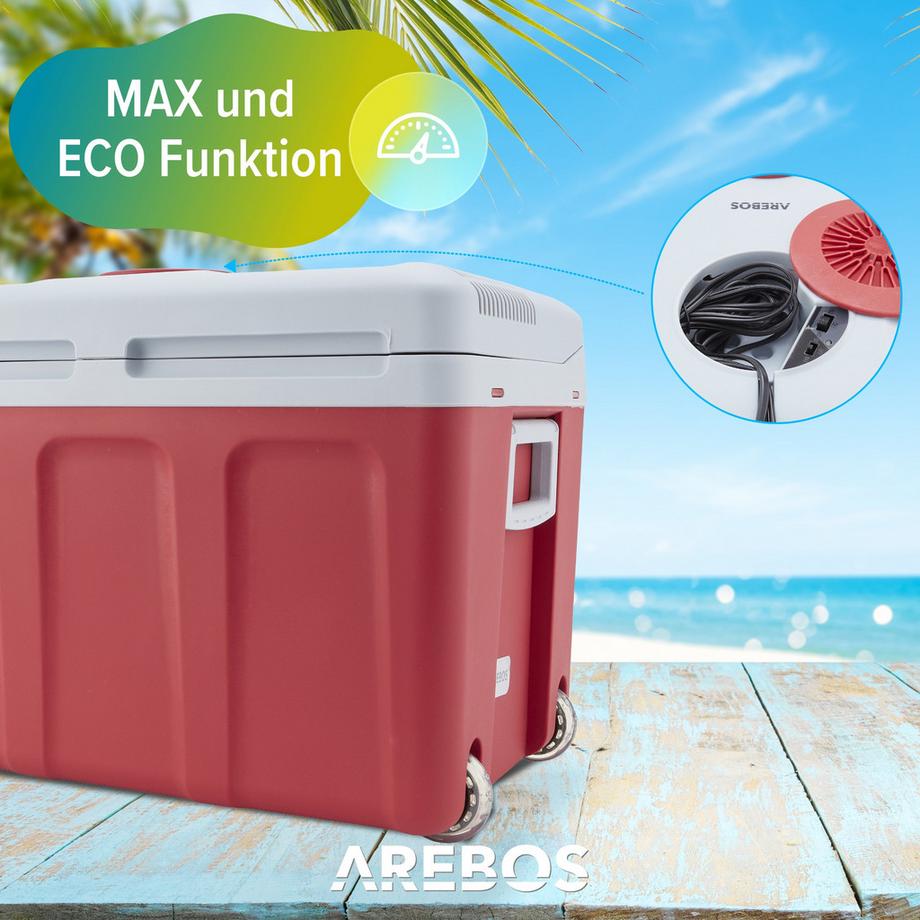 Arebos  Kühlbox 40L Auto Thermoelektrische Warmhaltebox 12V 230V Kühlschrank 