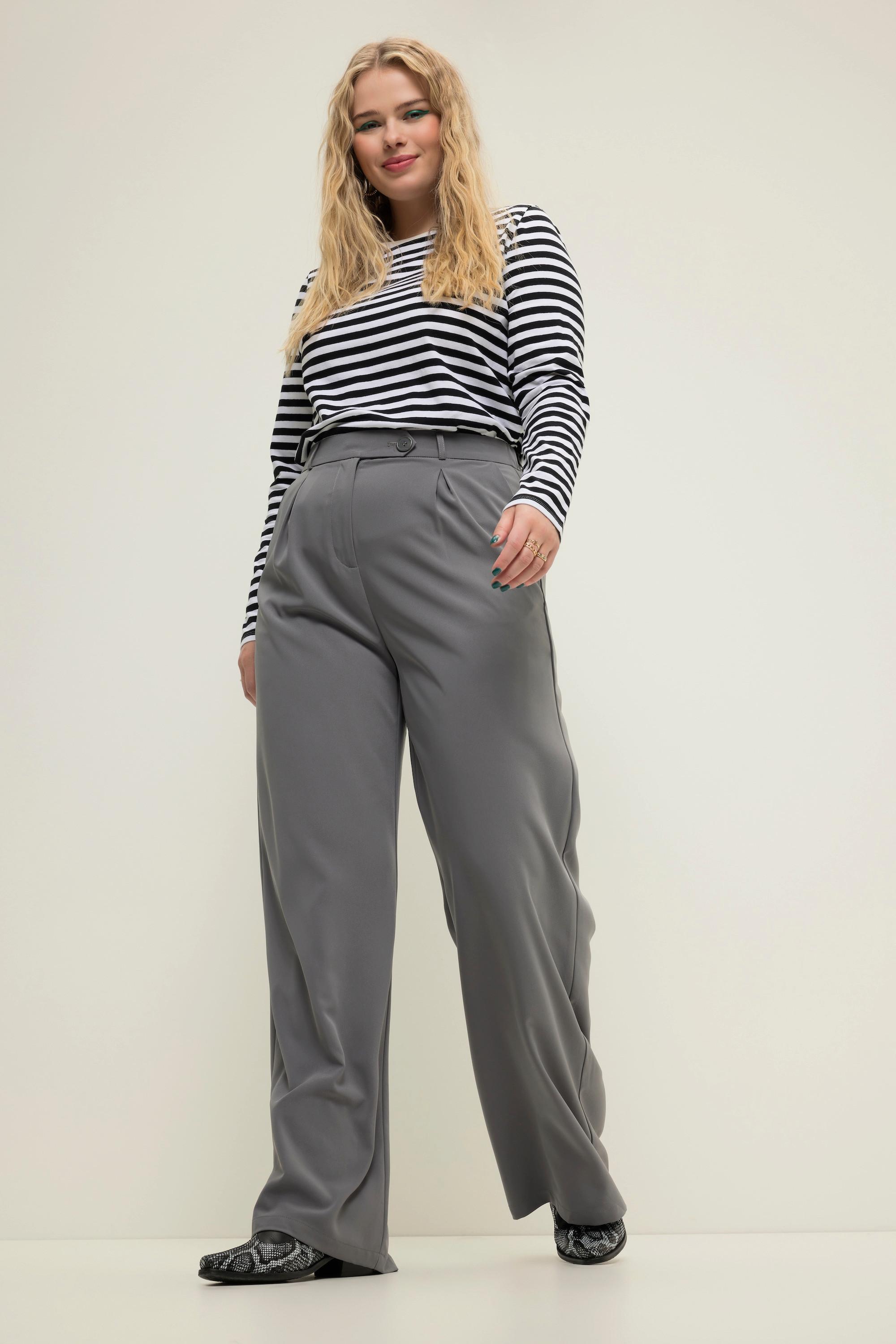 Studio Untold  Pantalon à taille haute et jambe large. Pinces, taille partiellement élastique 