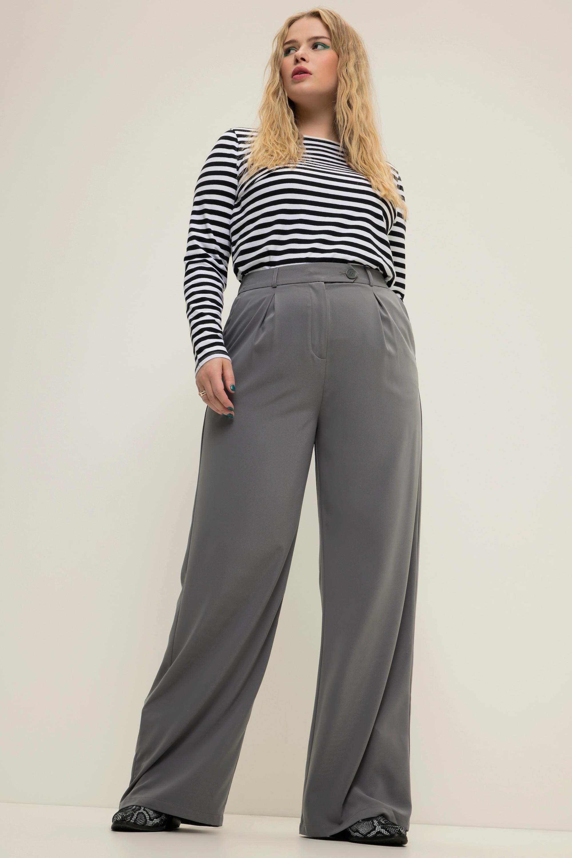 Studio Untold  Pantalon à taille haute et jambe large. Pinces, taille partiellement élastique 