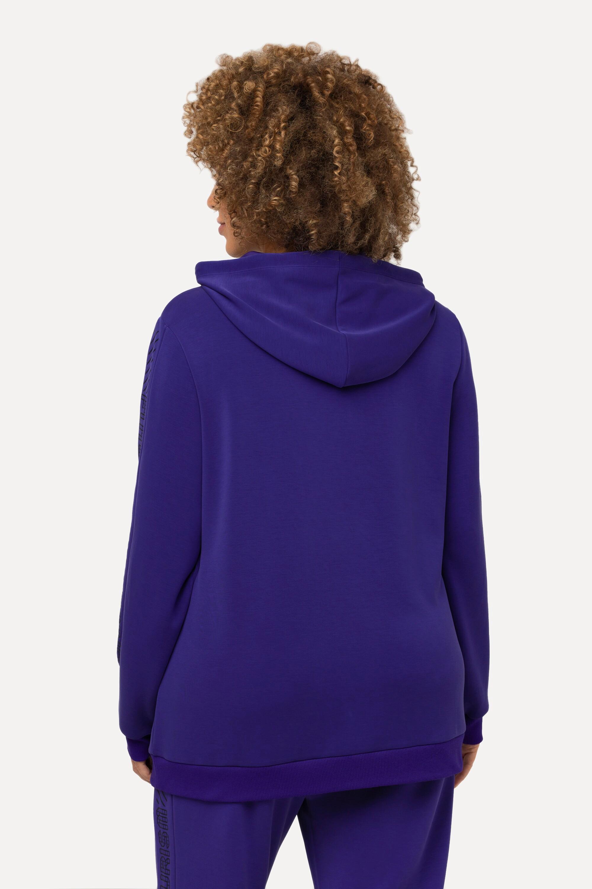 Ulla Popken  Sweat-shirt à manches longues et capuche, lettrage imprimé 